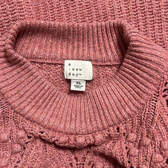 A New Day Sweater Sz XL Puff Sleeves Knitted Mockneck Fall Winter Casual - Picture 4 of 6